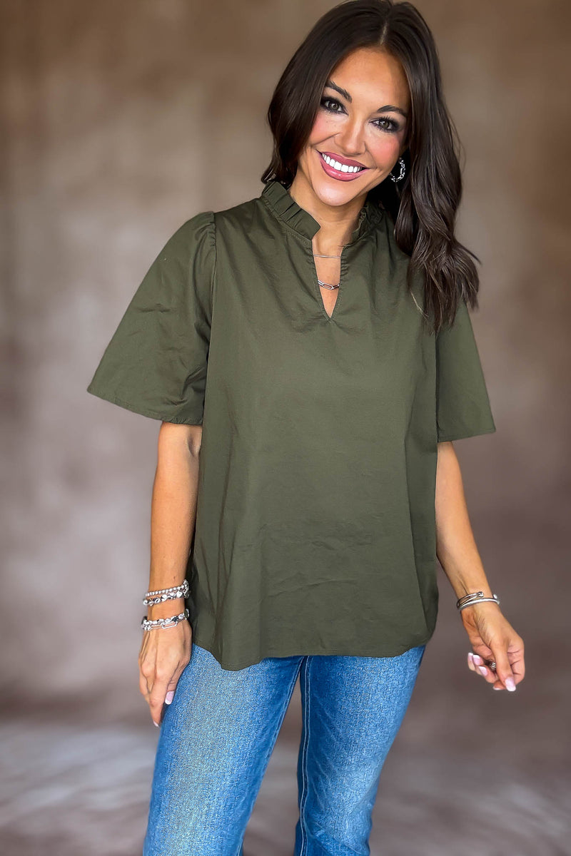 On Your Mind Olive Top