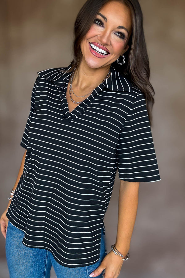 Daring Diva Black Stripe Top