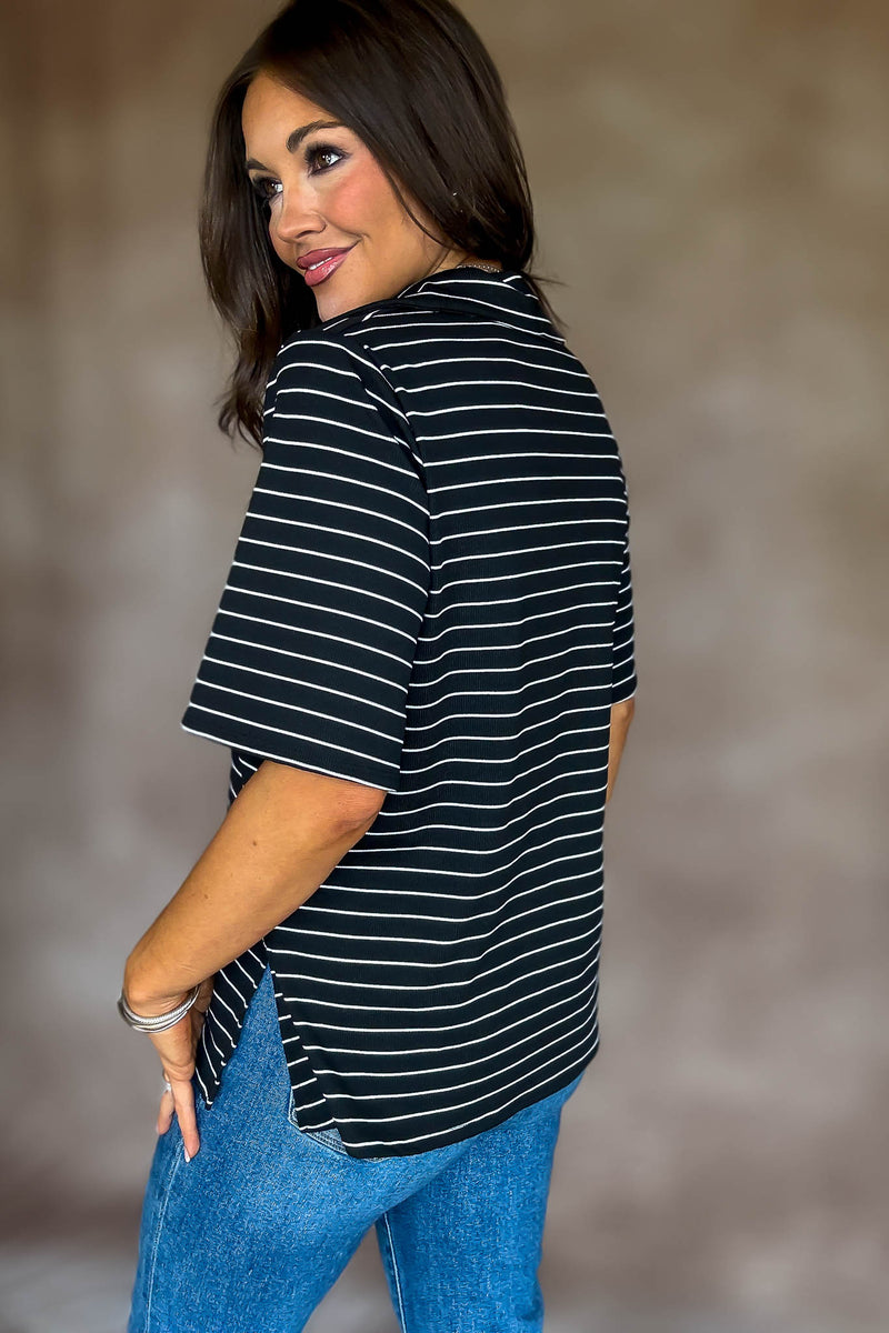 Daring Diva Black Stripe Top