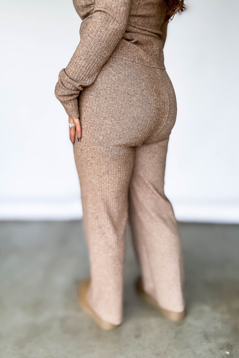 Sweater Ribbed Knit Tan Pants