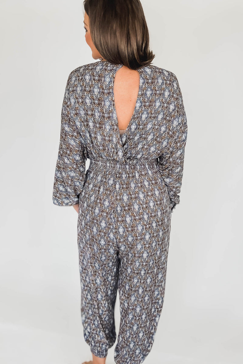 Golden Sun Shirred Jumpsuit