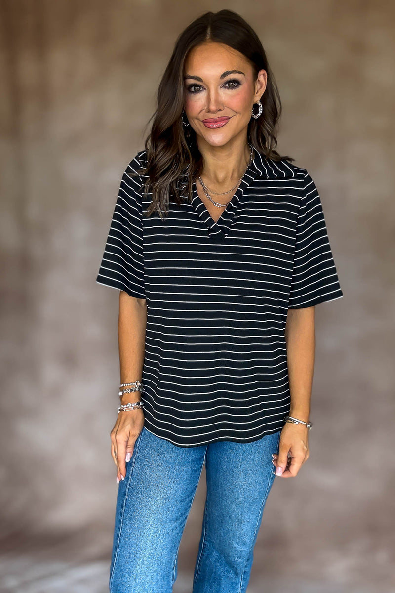 Daring Diva Black Stripe Top