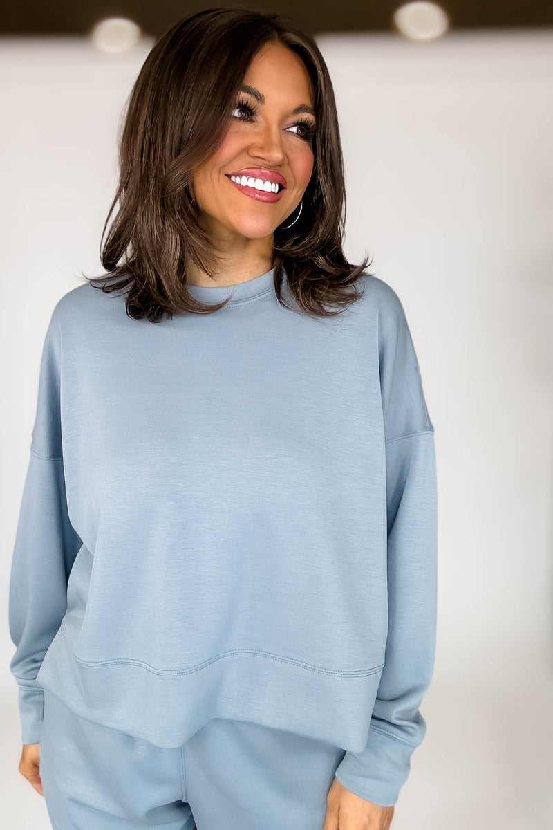 Scuba Blue Gray Long Sleeve Sweatshirt