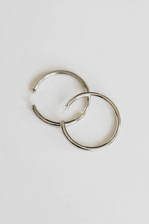 Silver Gold Dipped 2.75 Inch Metal Hoop Earrings