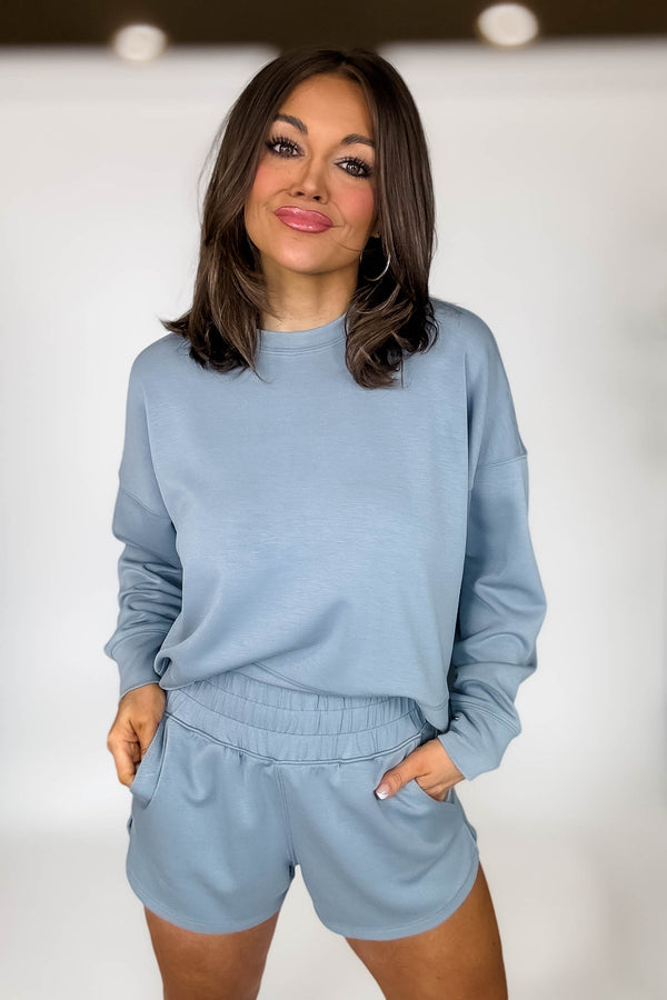 Scuba Blue Gray Long Sleeve Sweatshirt