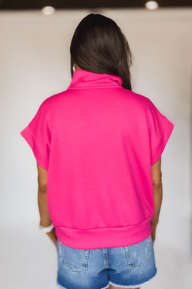 Scuba Hot Pink High Neck Half Zip Vest
