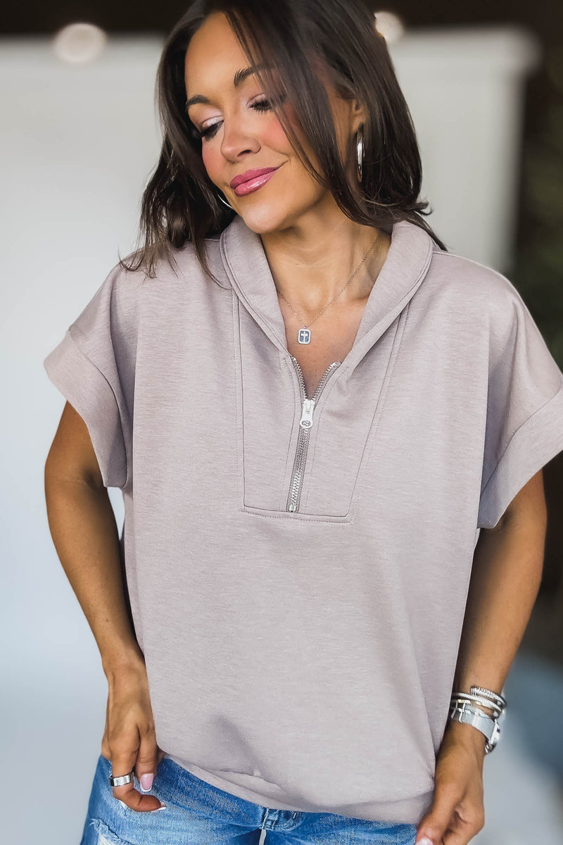 Scuba Cocoa High Neck Half Zip Vest