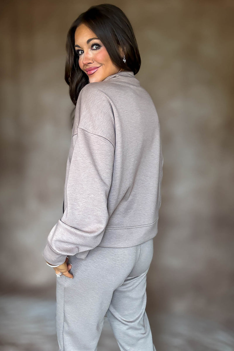 Easy Does It Cocoa Scuba Half Zip Sweatshirt