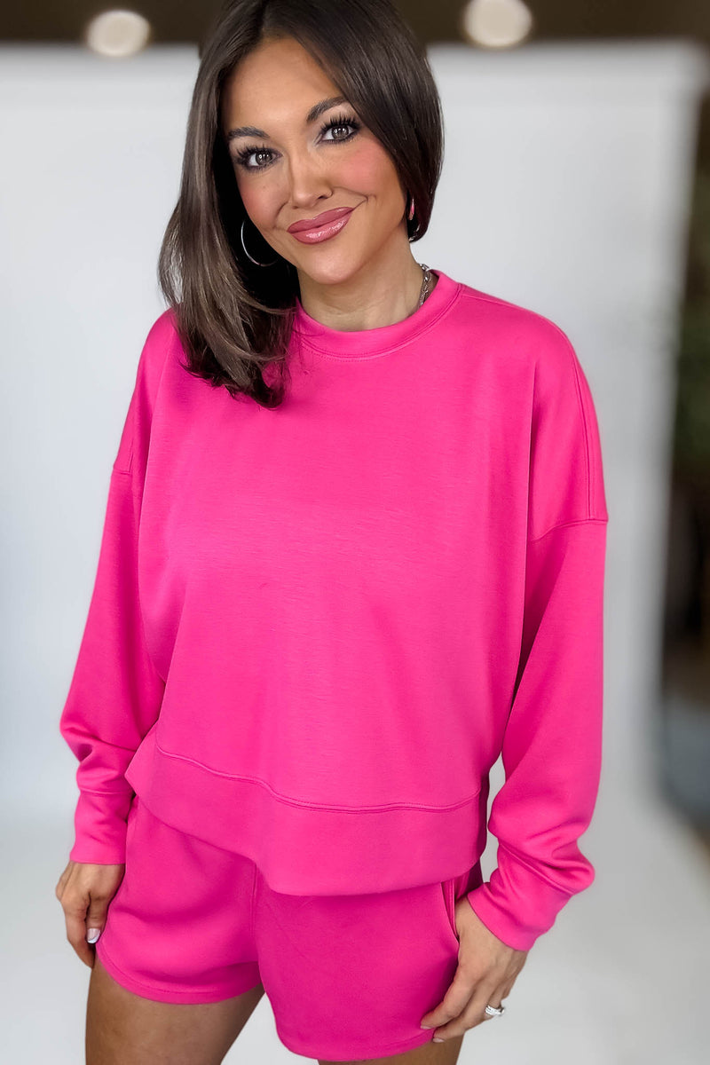 Scuba Hot Pink Long Sleeve Sweatshirt