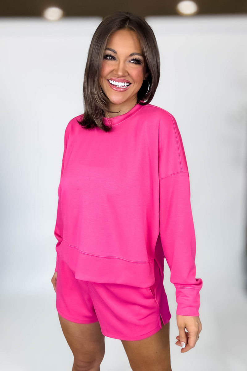 Scuba Hot Pink Long Sleeve Sweatshirt