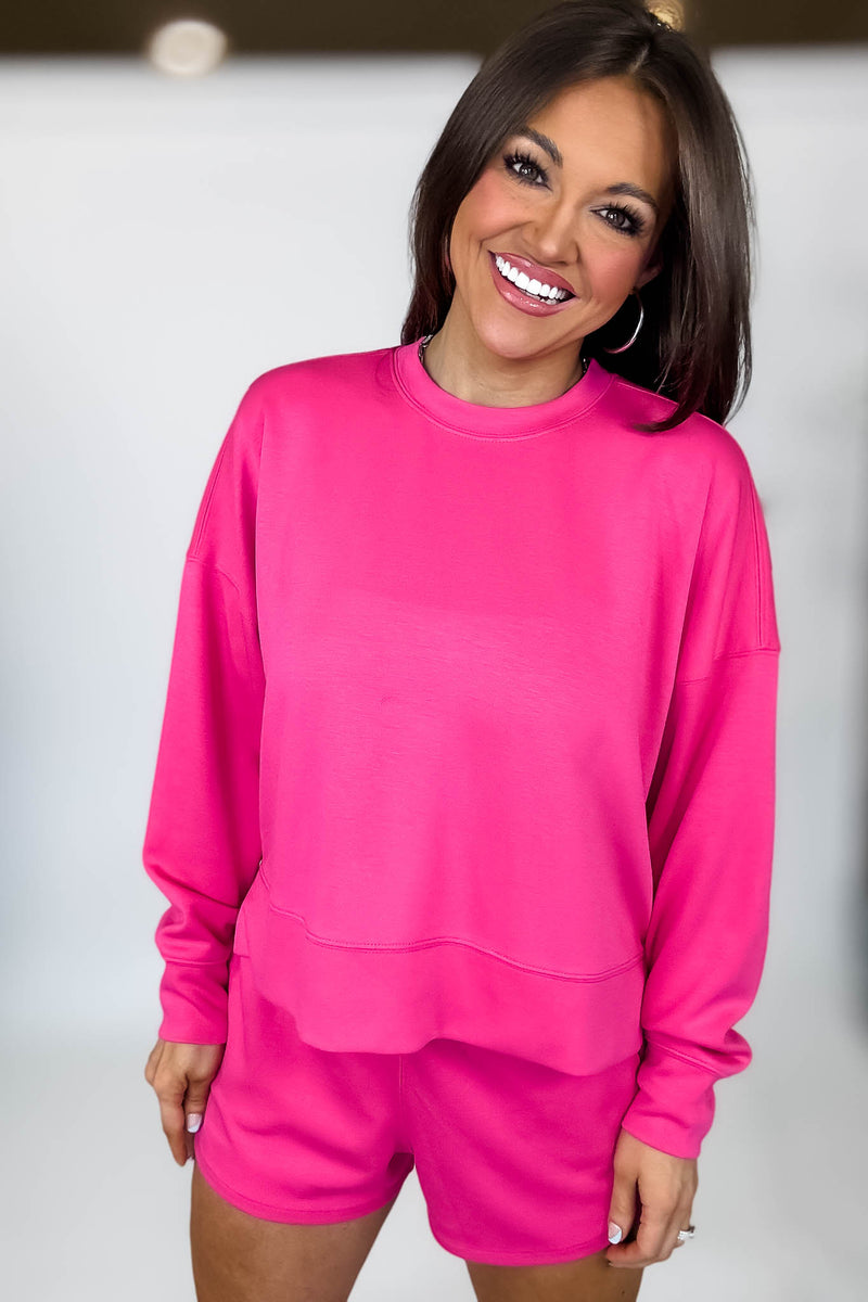 Scuba Hot Pink Long Sleeve Sweatshirt
