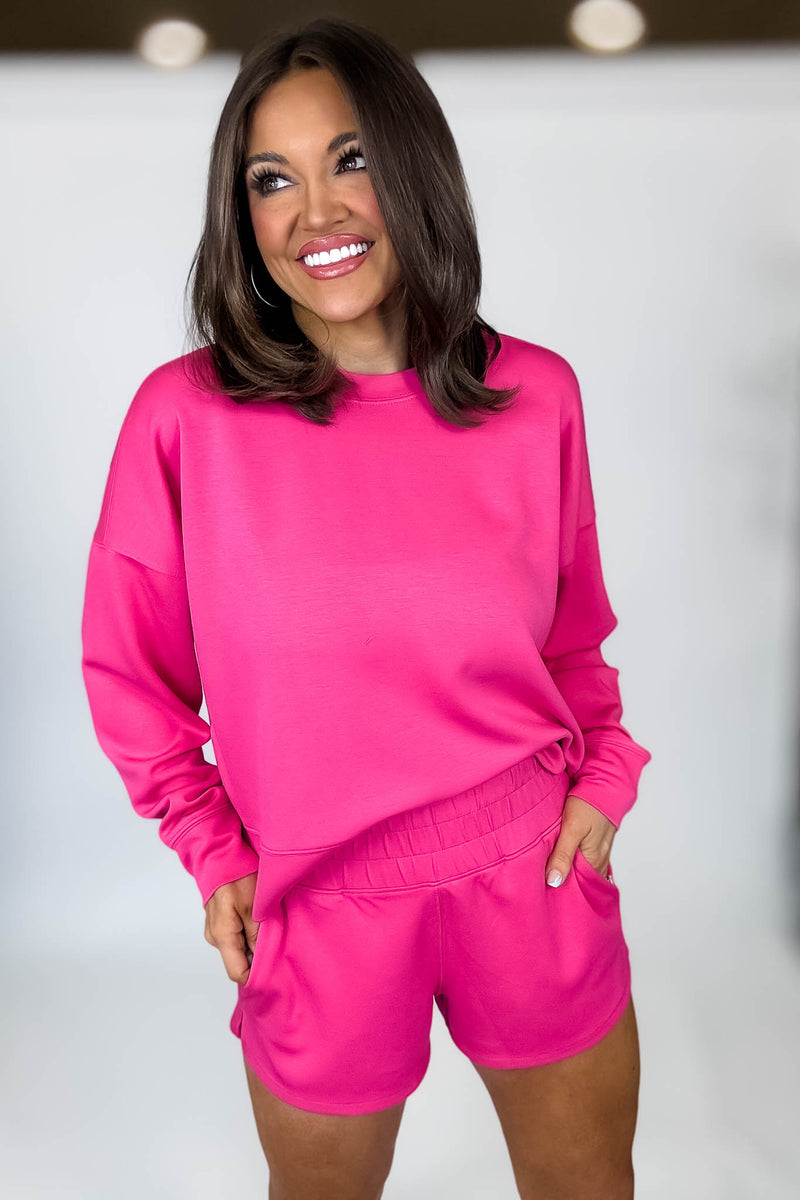 Scuba Hot Pink Long Sleeve Sweatshirt