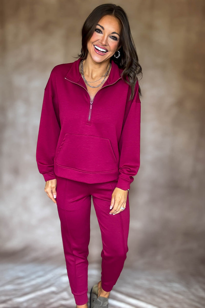 Easy Does It Cabernet Scuba Jogger Pants