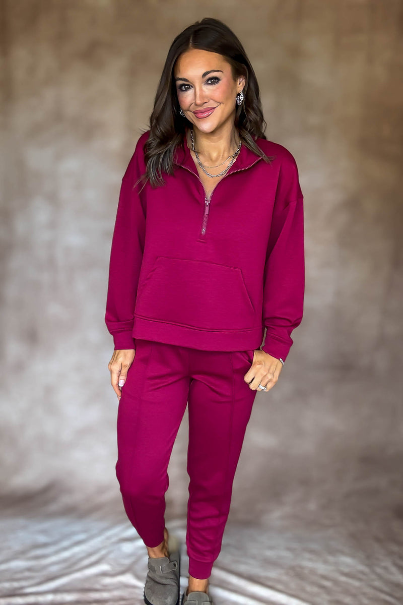 Easy Does It Cabernet Scuba Jogger Pants