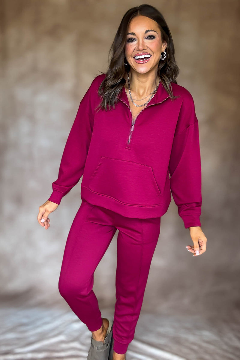 Easy Does It Cabernet Scuba Jogger Pants