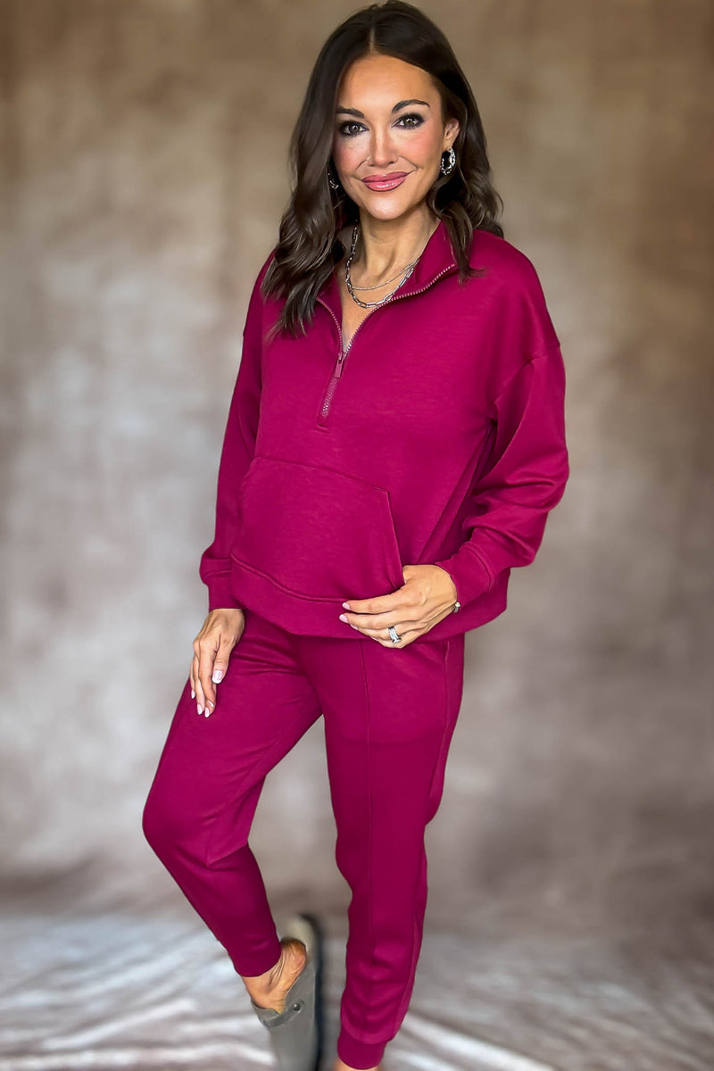 Easy Does It Cabernet Scuba Jogger Pants