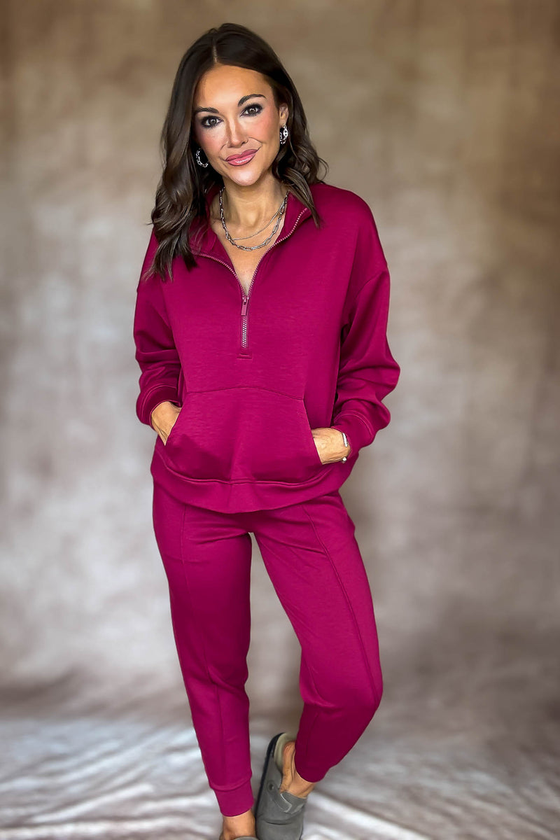 Easy Does It Cabernet Scuba Jogger Pants