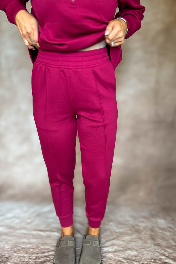 Easy Does It Cabernet Scuba Jogger Pants