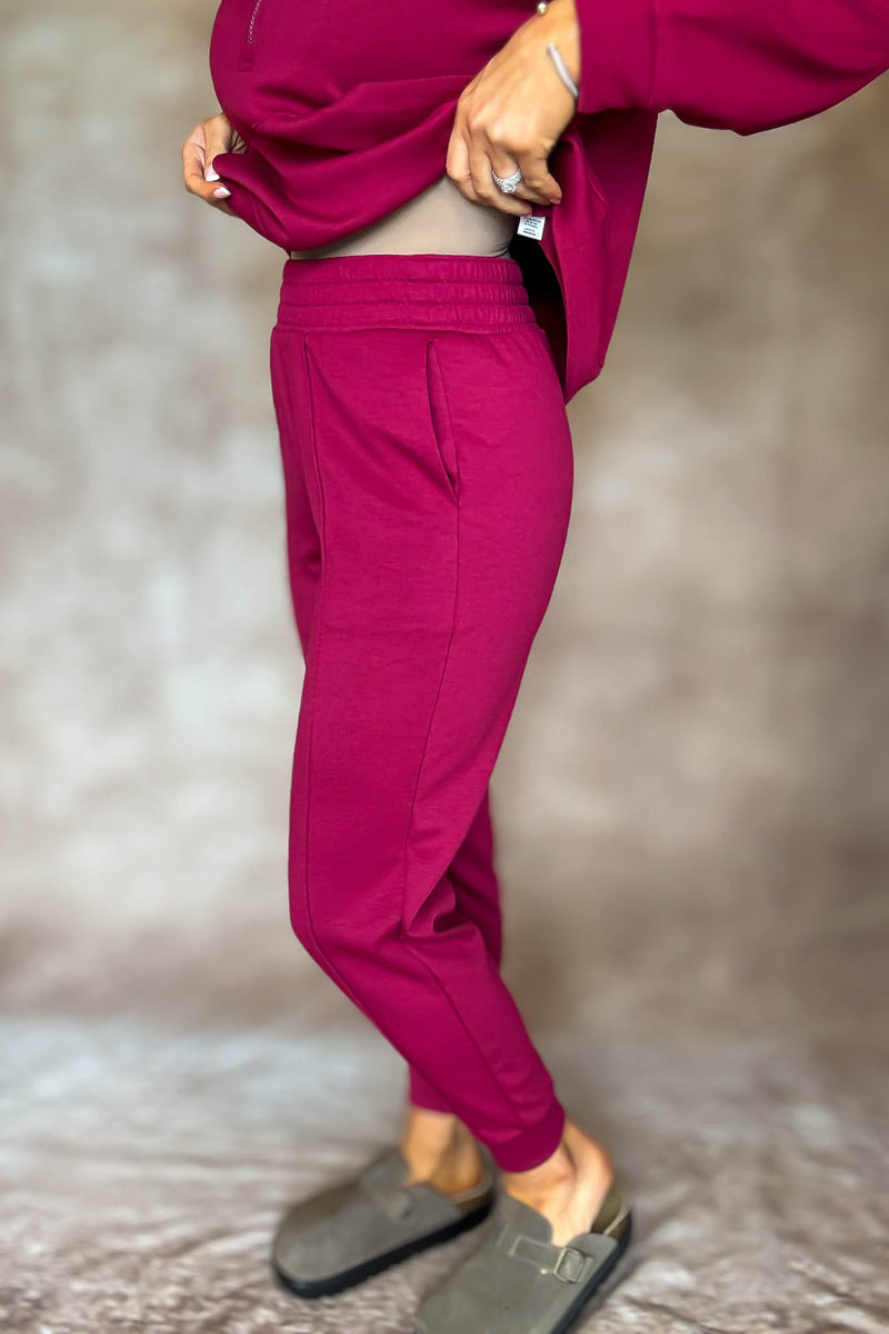 Easy Does It Cabernet Scuba Jogger Pants