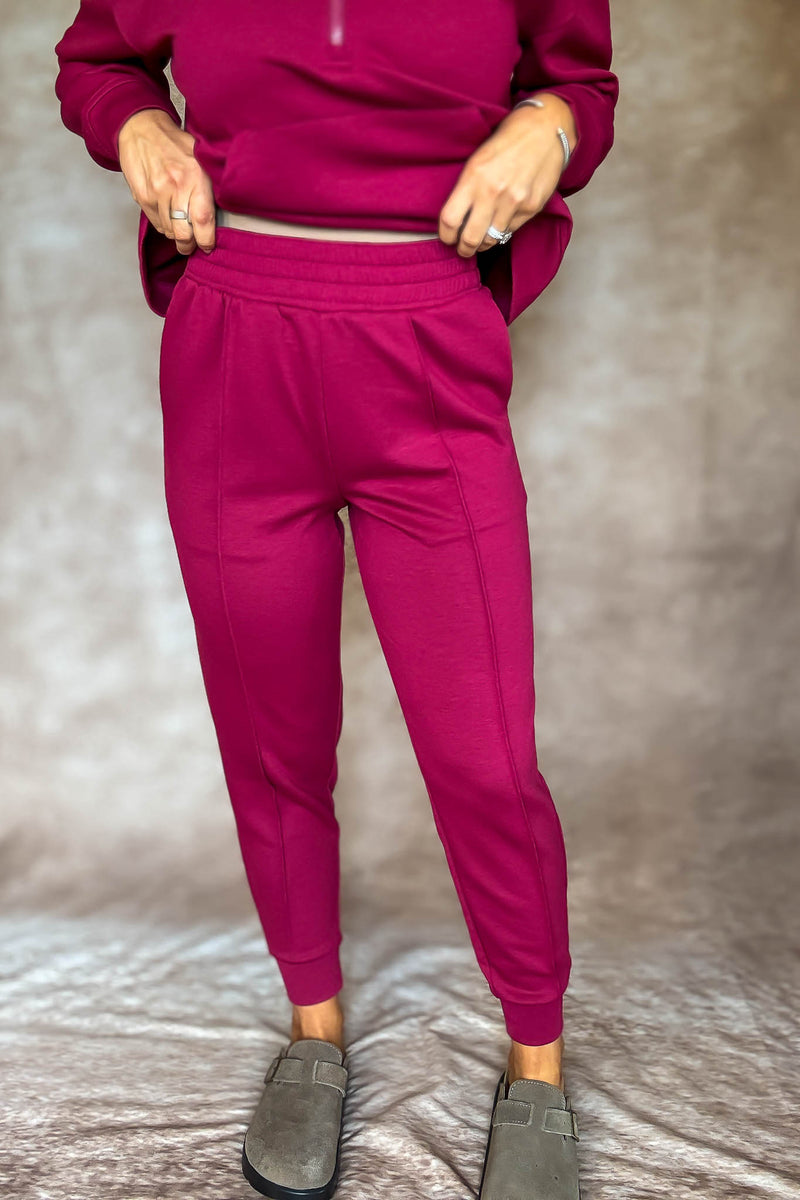 Easy Does It Cabernet Scuba Jogger Pants