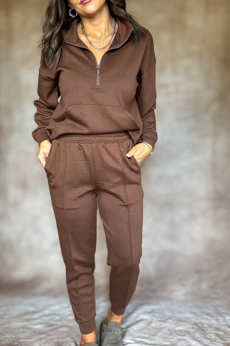 Easy Does It Brown Scuba Jogger Pants