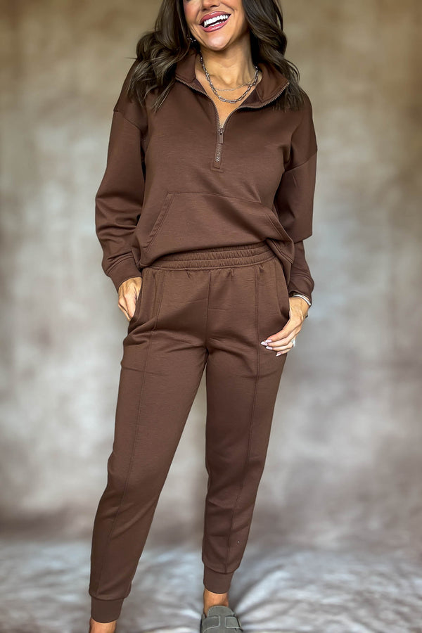 Easy Does It Brown Scuba Jogger Pants