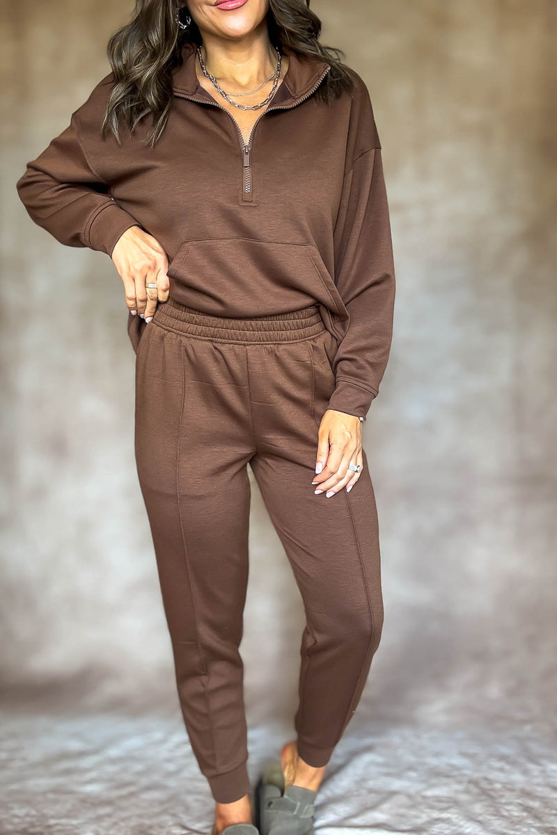 Easy Does It Brown Scuba Jogger Pants
