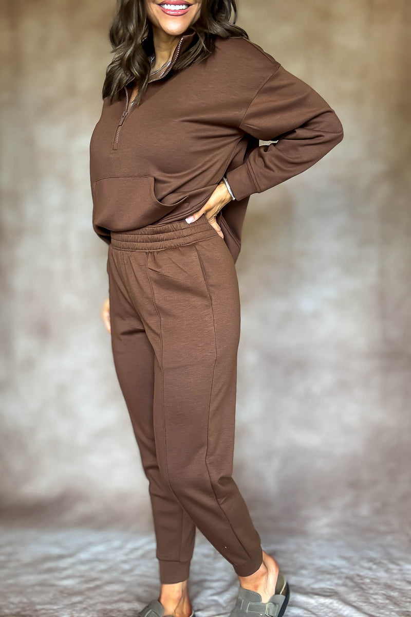 Easy Does It Brown Scuba Jogger Pants