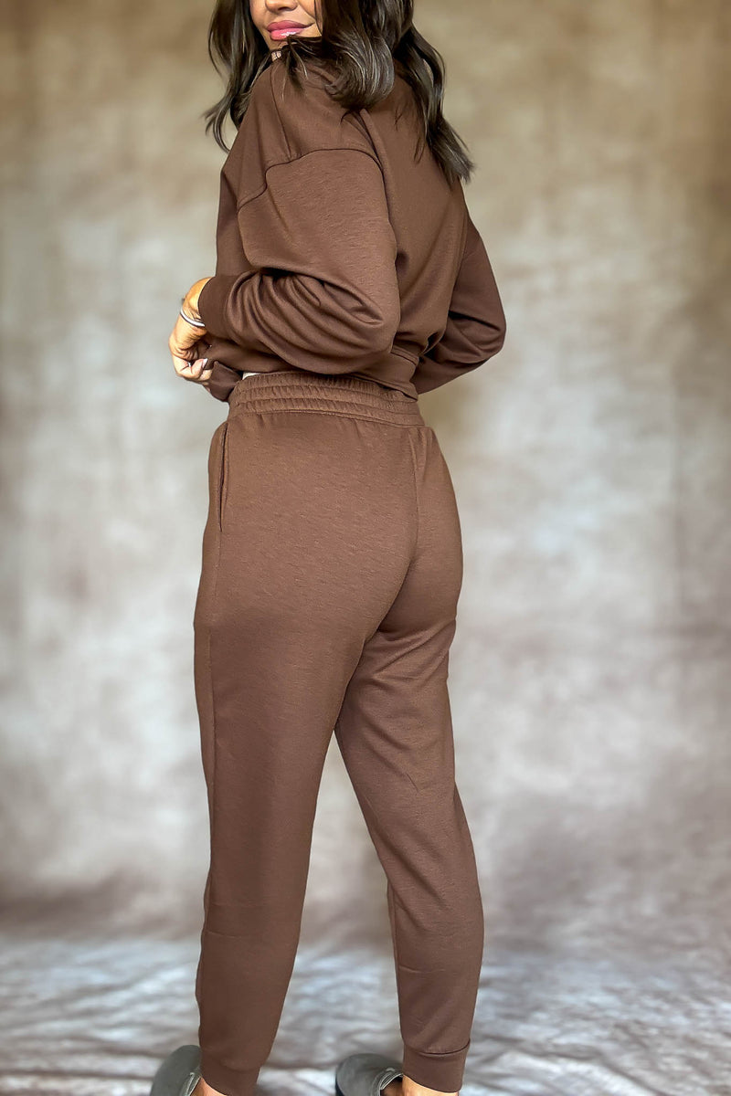 Easy Does It Brown Scuba Jogger Pants