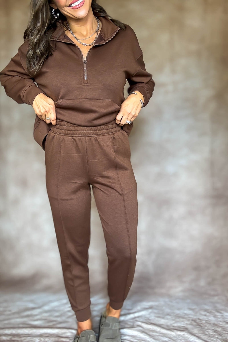 Easy Does It Brown Scuba Jogger Pants