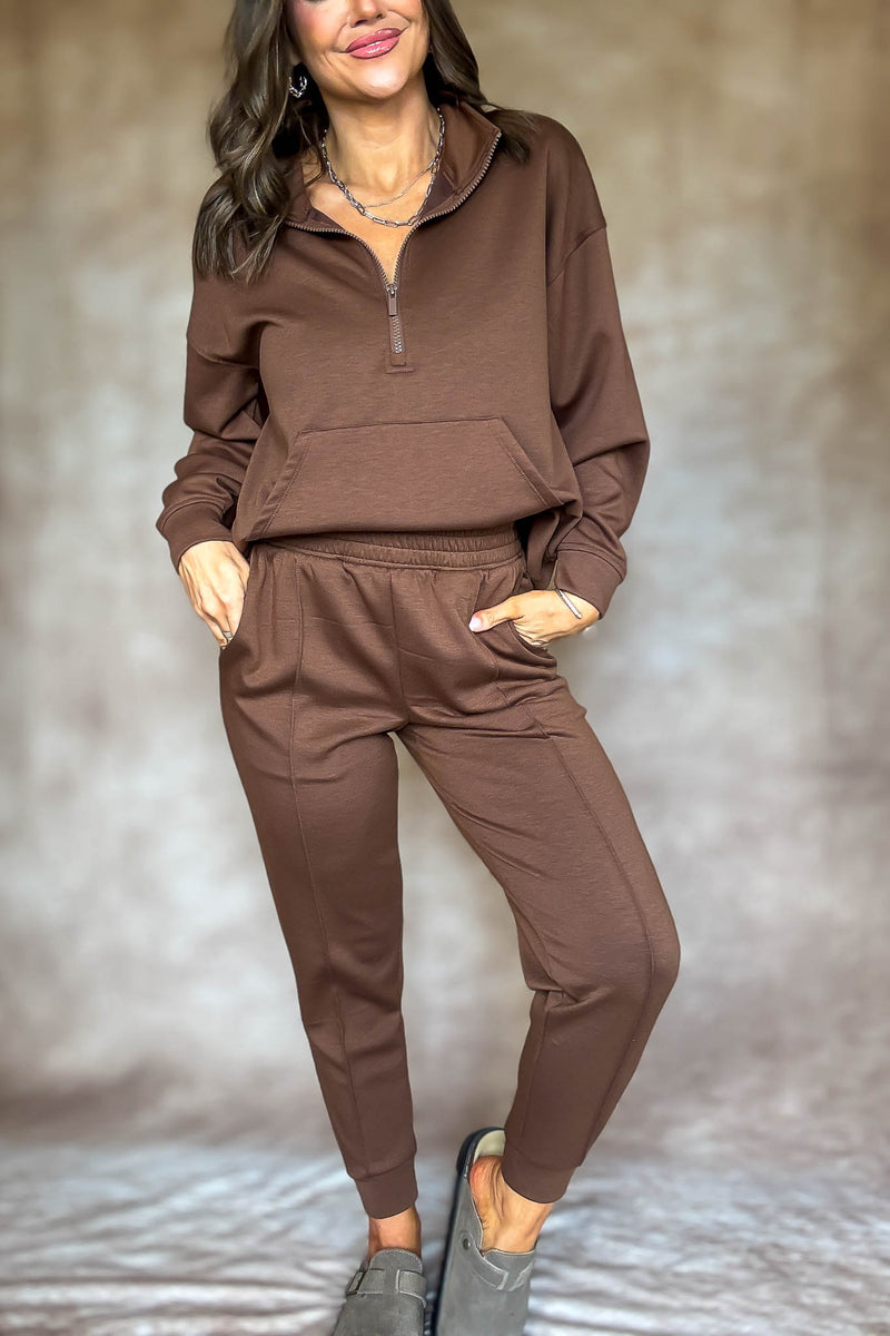Easy Does It Brown Scuba Jogger Pants