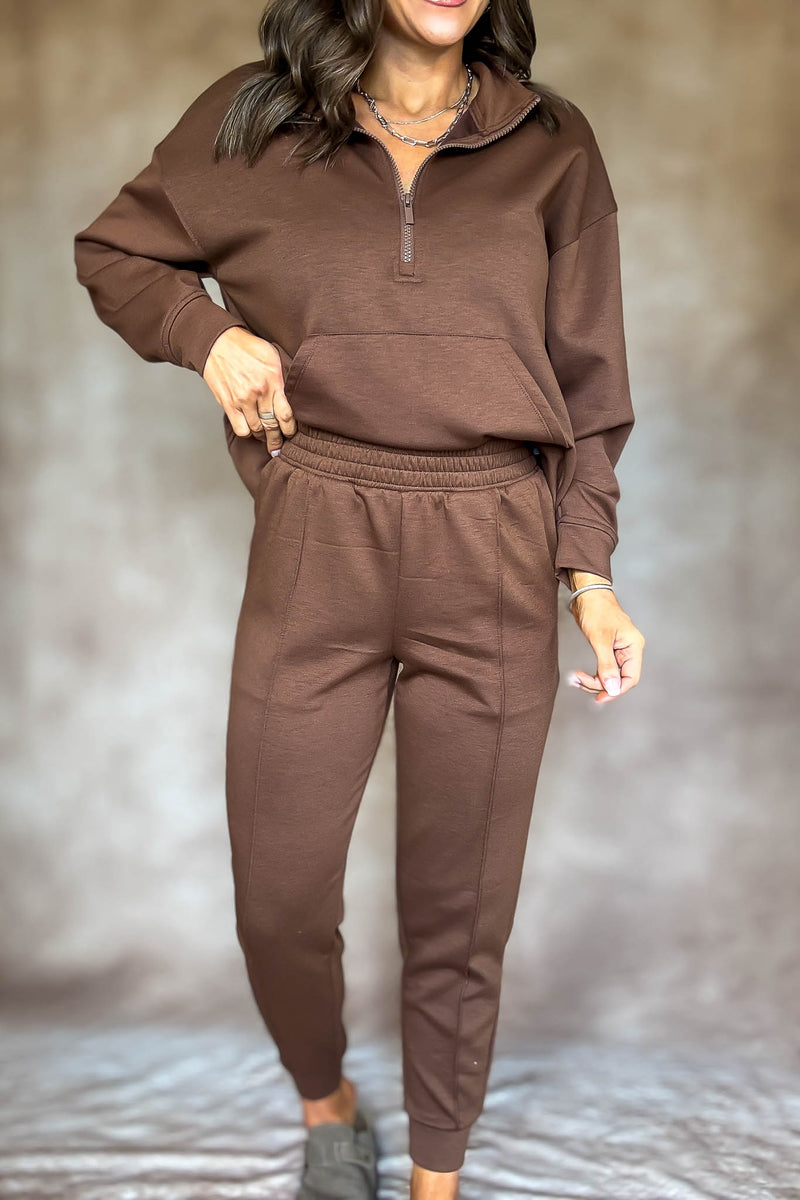 Easy Does It Brown Scuba Jogger Pants