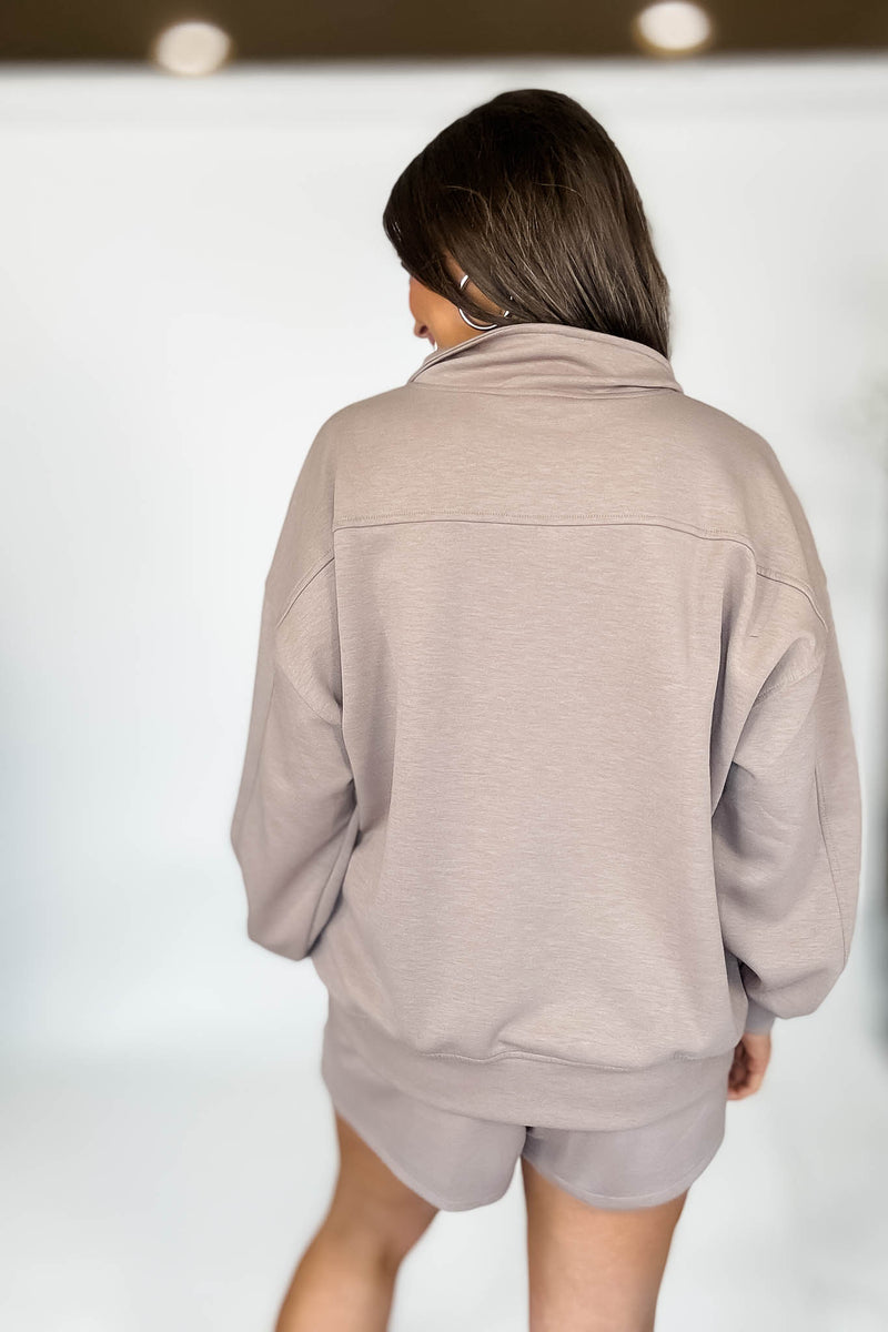 Scuba Half Cocoa Zip Pullover Top