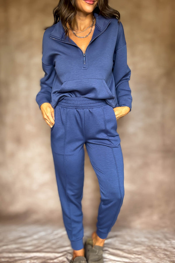Easy Does It Blue Indigo Scuba Jogger Pants