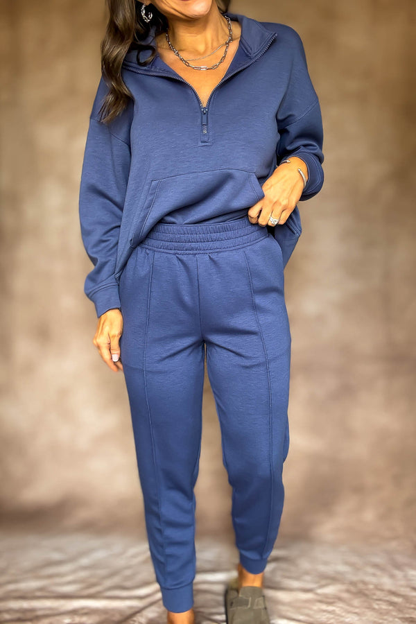 Easy Does It Blue Indigo Scuba Jogger Pants