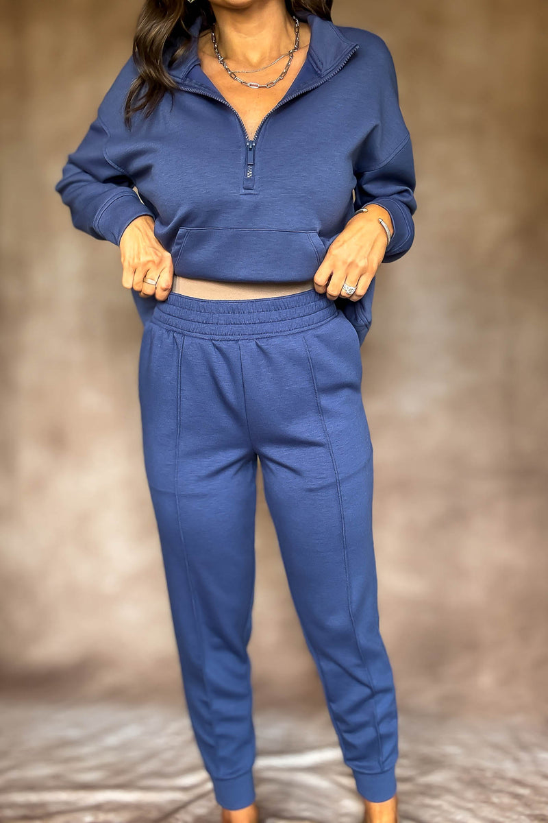 Easy Does It Blue Indigo Scuba Jogger Pants
