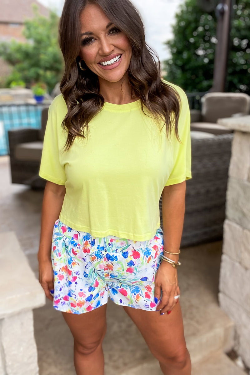 Gathered Back Lime Short Sleeve Top