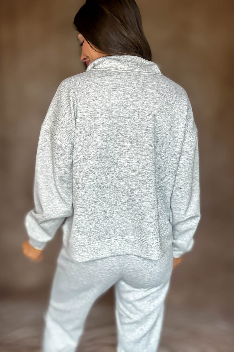 Easy Does It Heather Grey Scuba Half Zip Sweatshirt