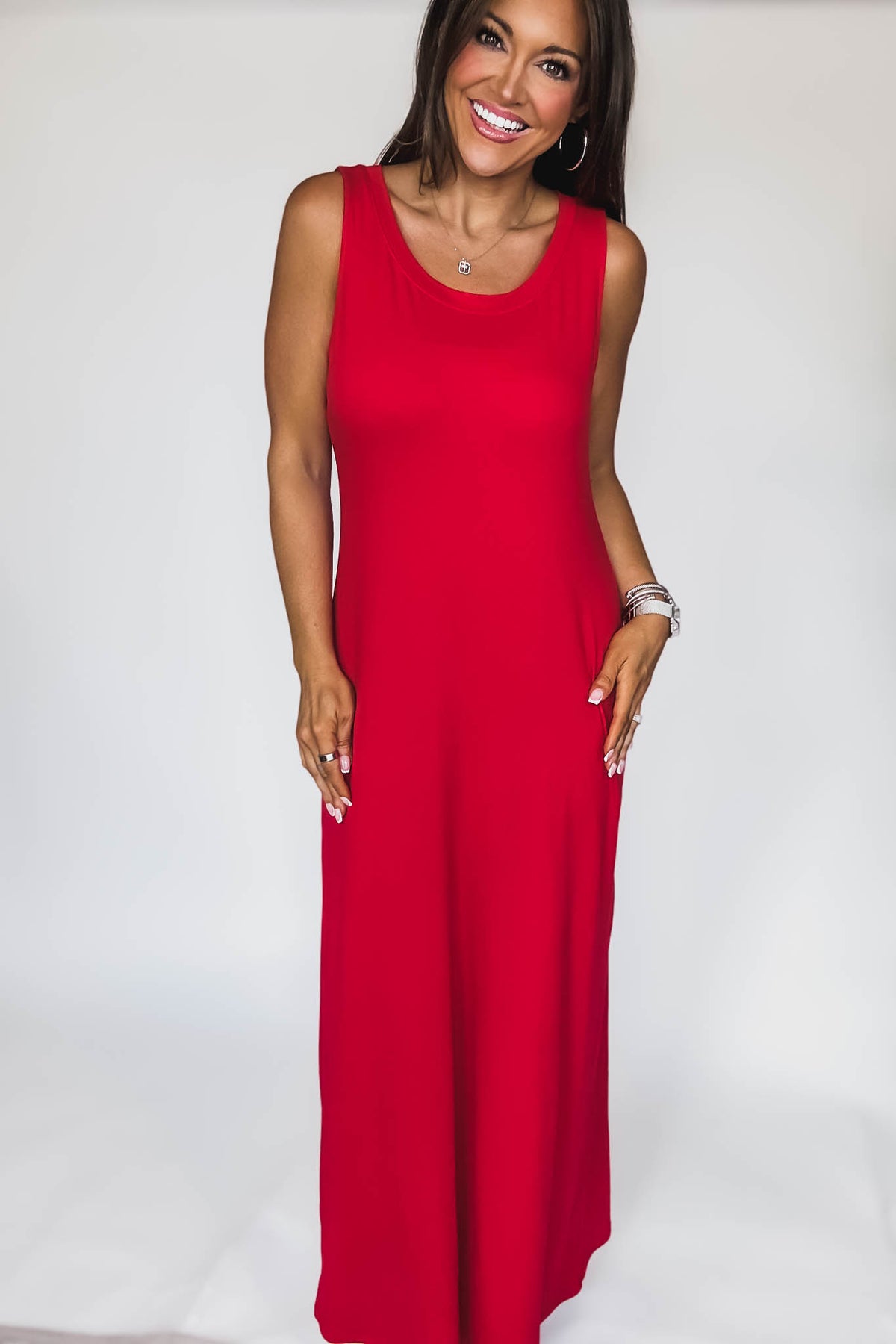 strapless open back dress Janie Square Neck Midi Dress with Chiffon Scarf Detail by Jewel Badgley  Mischka main image 1