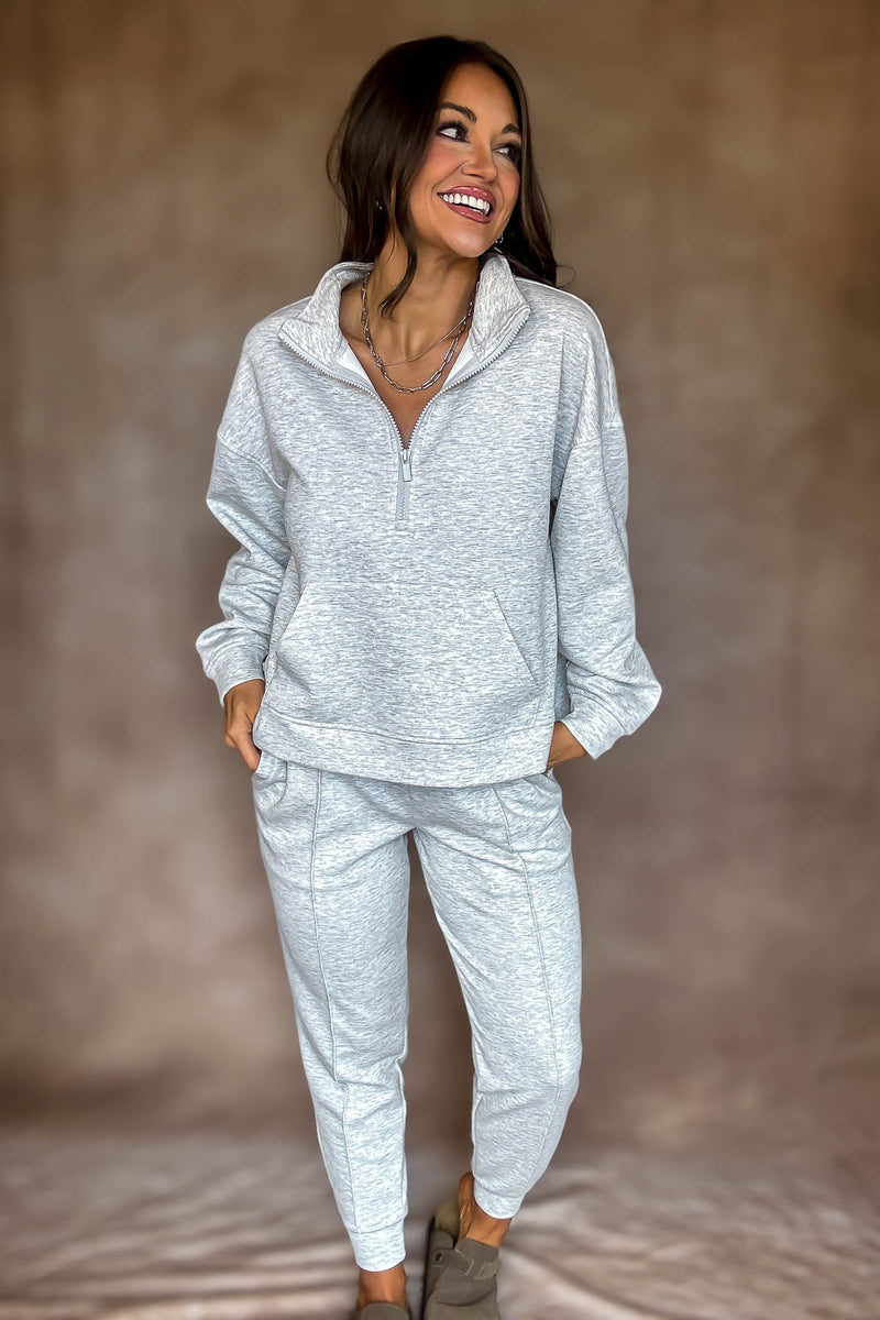 Easy Does It Heather Grey Scuba Jogger Pants