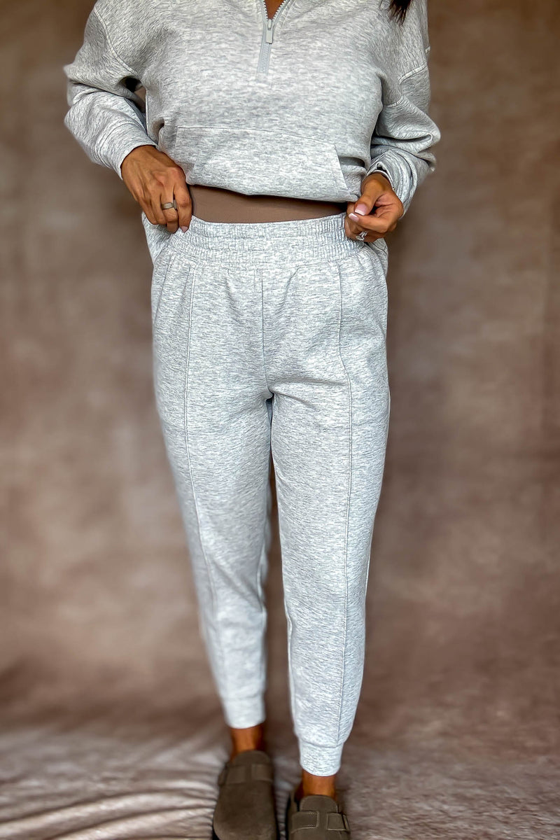 Easy Does It Heather Grey Scuba Jogger Pants