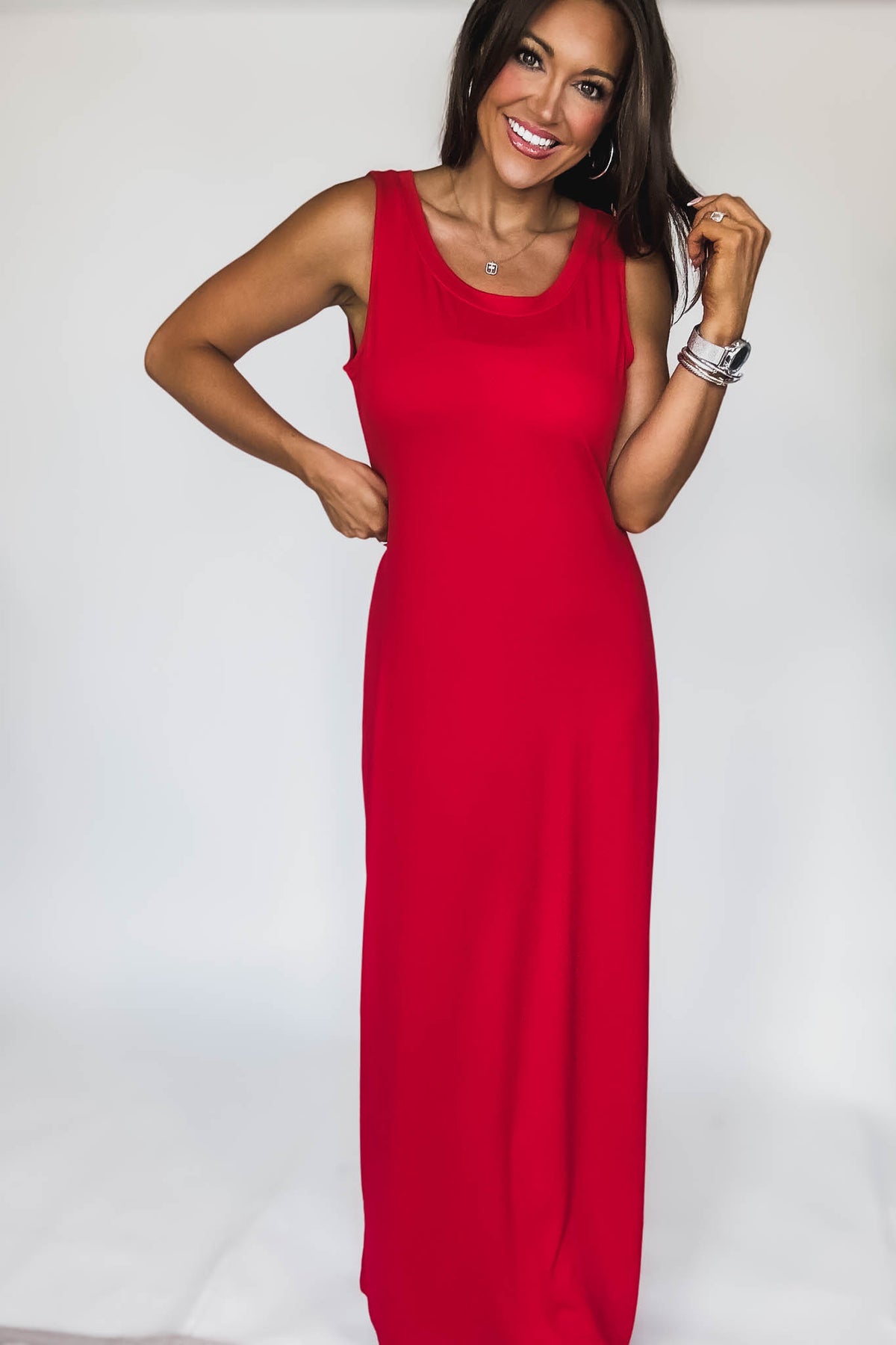 open lace back dress Sleeveless Red Flared Scoop Neck Maxi Dress – Stella Rae's