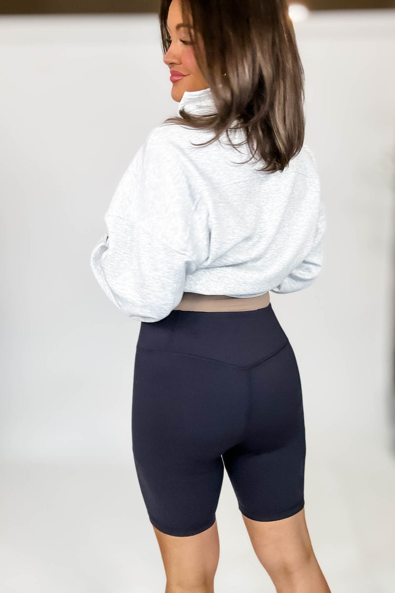 Black Lycra-blend Essential Sweetheart Back Biker Shorts