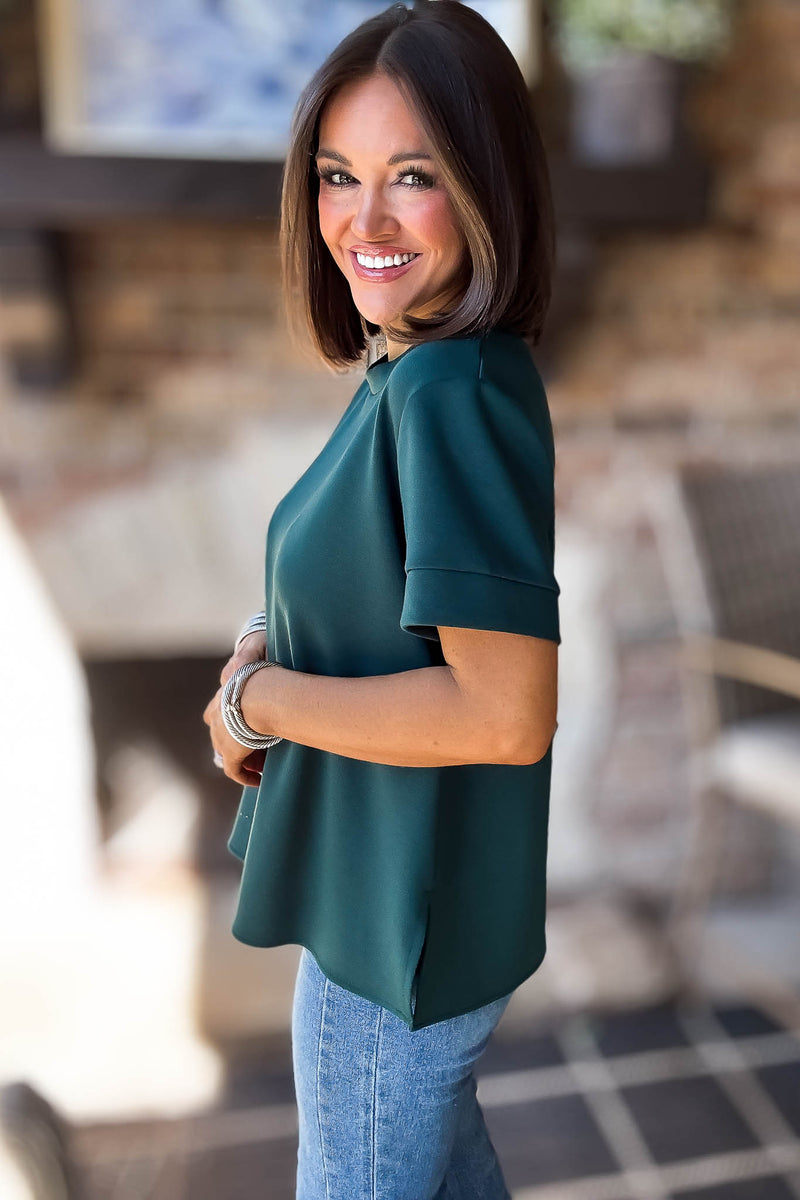 2 Hearts Green Luxe Modal Top