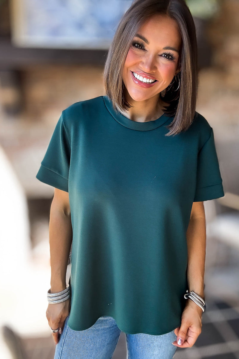 2 Hearts Green Luxe Modal Top