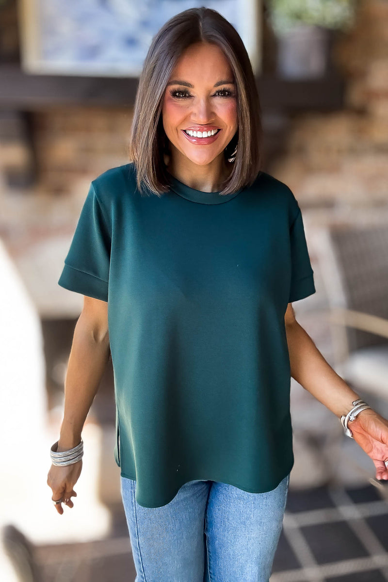 2 Hearts Green Luxe Modal Top