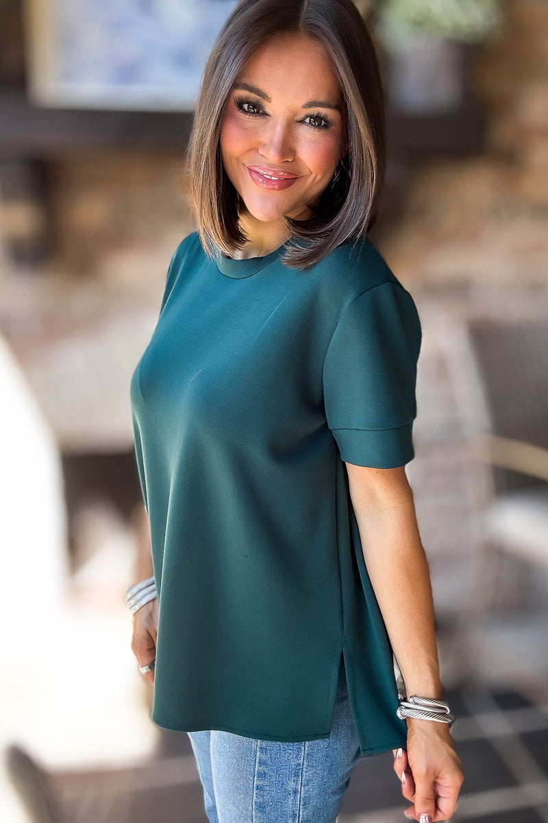 2 Hearts Green Luxe Modal Top