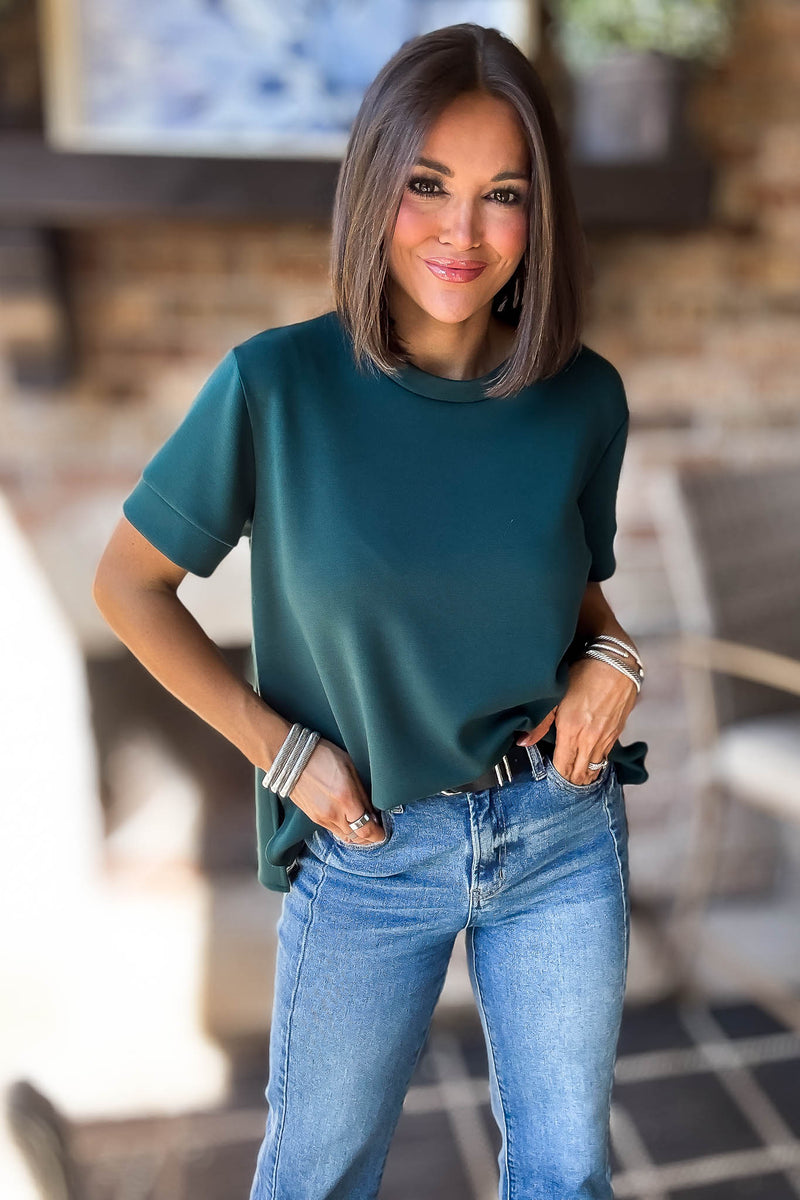 2 Hearts Green Luxe Modal Top