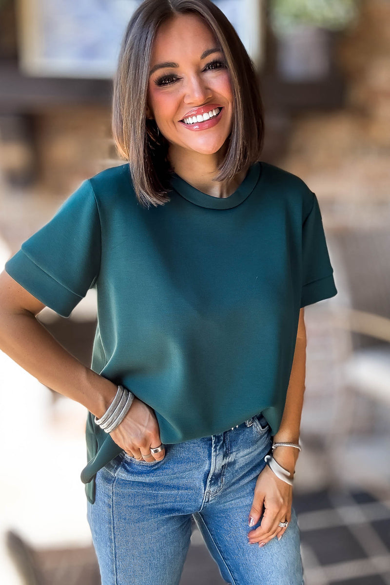 2 Hearts Green Luxe Modal Top