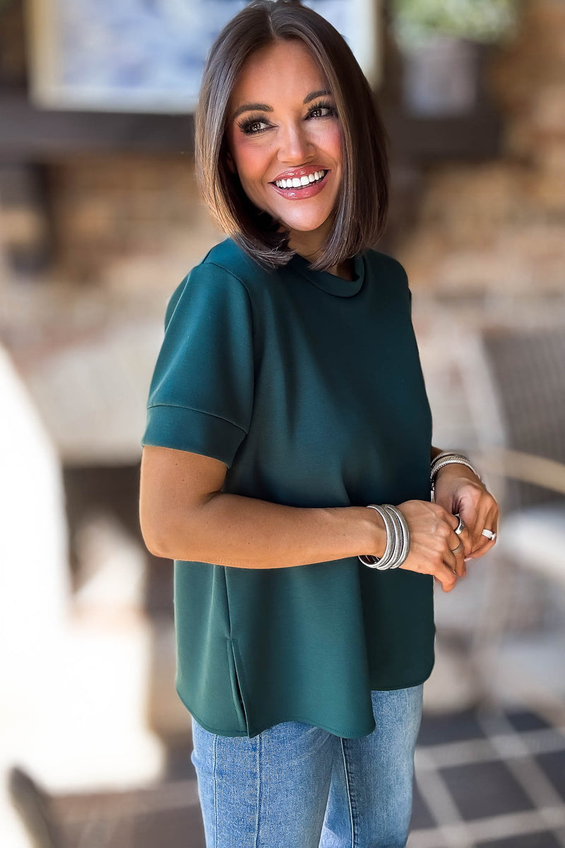 2 Hearts Green Luxe Modal Top